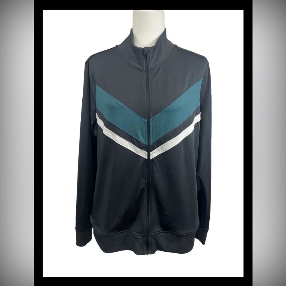 Zelos Old School Long Sleeve Athletic Track Jacket Full Zip Size Large